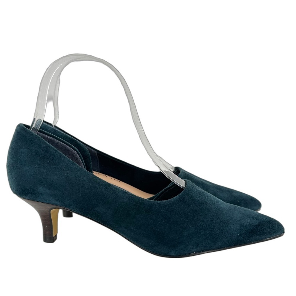 Bella Vita womens heels size 6 N blue suede pointy toe kitten heel dorsay